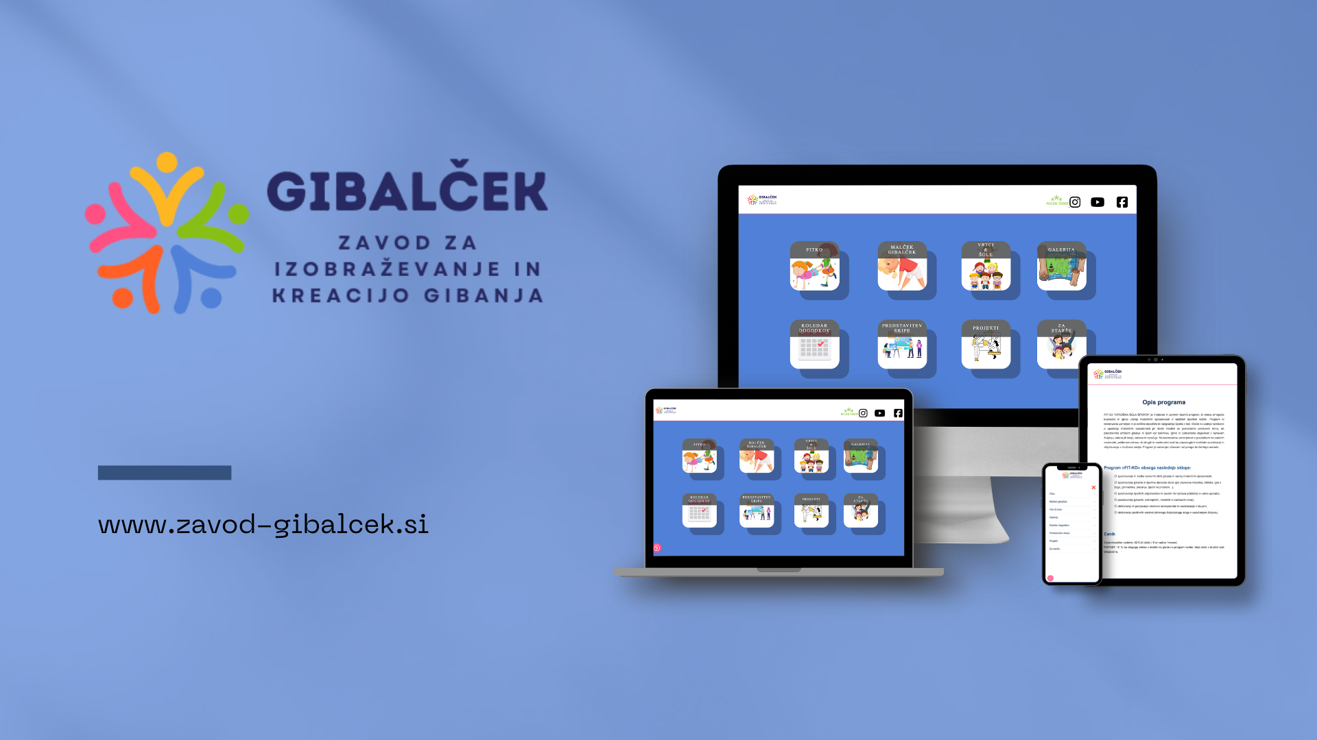 Zavod Gibalček - spletna stran